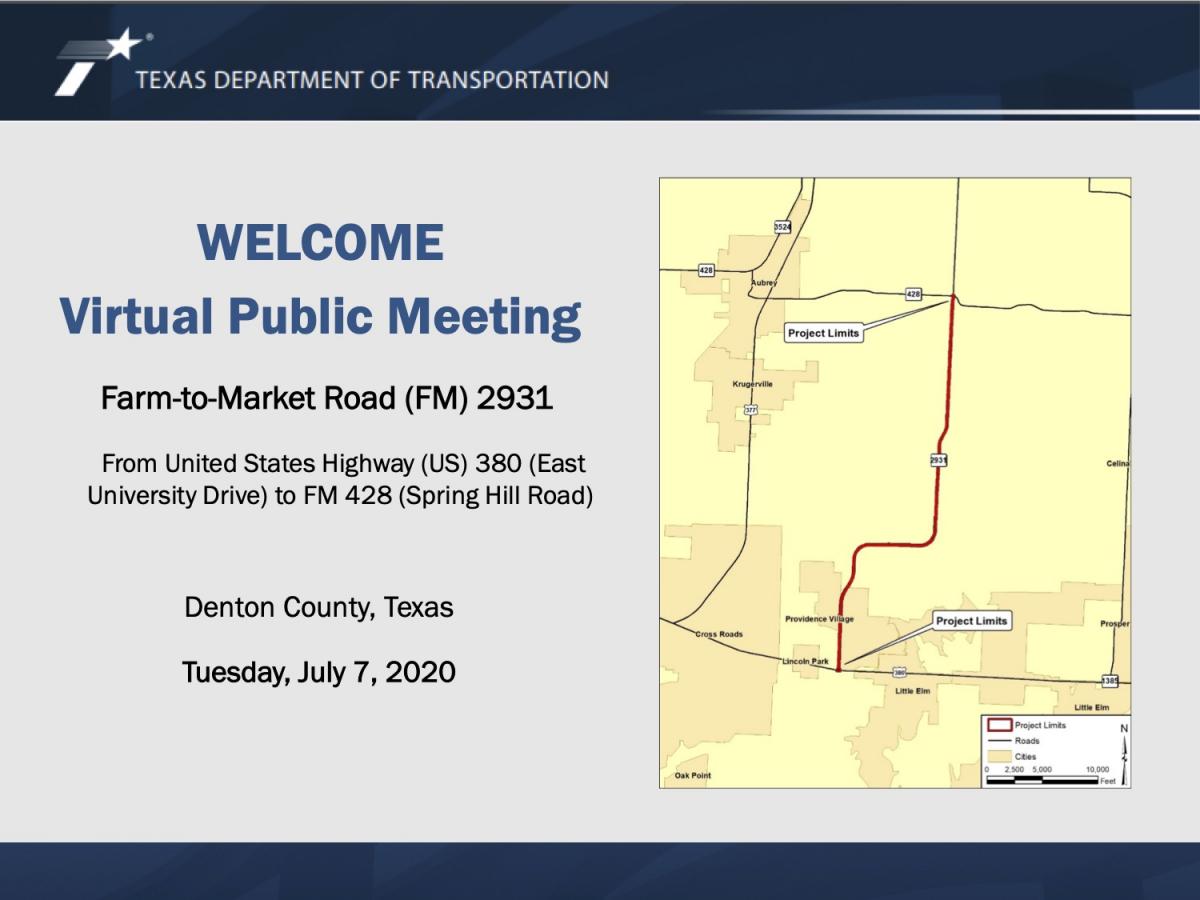 Virtual Public Meeting for FM 2931 Improvements Keep It Moving Dallas